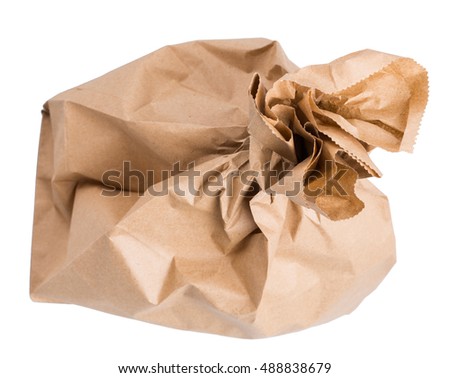 wrapped paper bag from the store is isolated on a white background