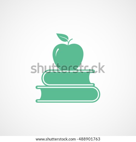 Apple On Book Green Flat Icon On White Background