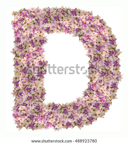 Letter D alphabet with  flower ABC concept type as logo. Typography design