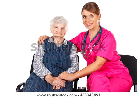  Picture of a senior woman with her caregiver