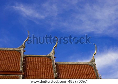 Buddhist Temple top and Sky