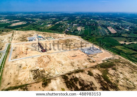 Farm land and industrial estate Aerial photo