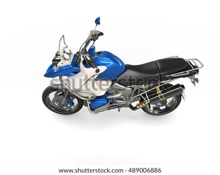 Cool blue and white bike - top side view - 3D Illustration