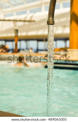Vertical, close up shot of a thalassotherapy pool on a cruise ship. These pools are the ultimate in relaxation. 