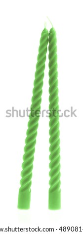green candles isolated on white background