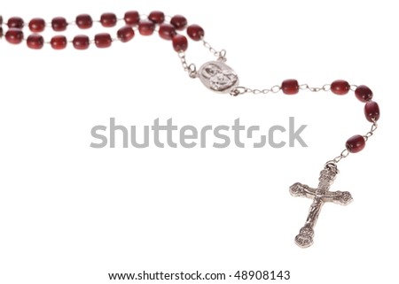 Rosary beads isolated over a white background
