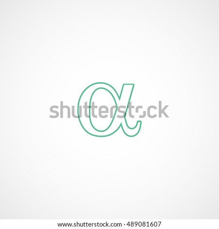 Alpha Symbol Green Line Icon On White Background