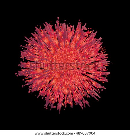 Color splash vector flower illustration. Red color tone flower.