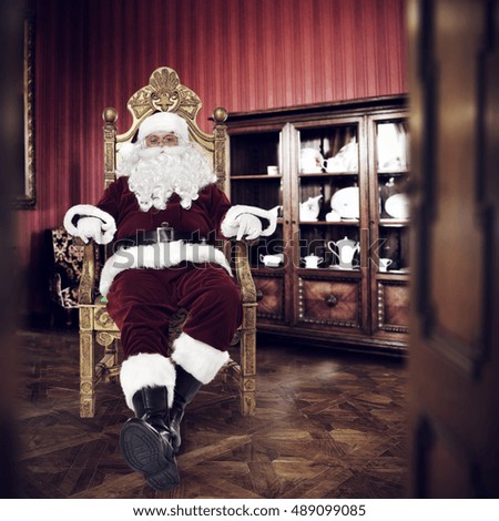 old santa claus in home and xmas time 