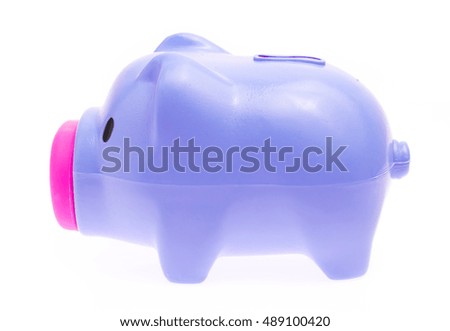 purple piggy bank on isolated white background