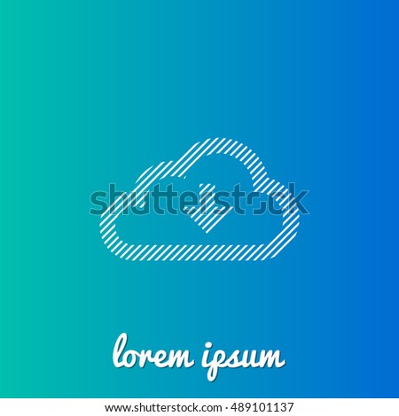 Cloud Download White stroke fill with blue & green gradient background Icon / Logo Design