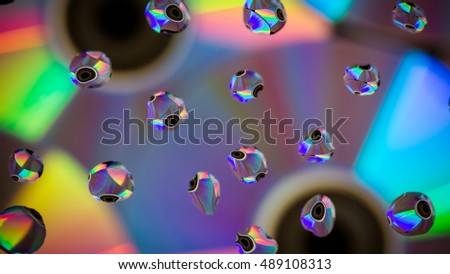 
Cds trapped in drops, summer colors