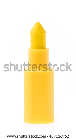 yellow crayon isolated on white background