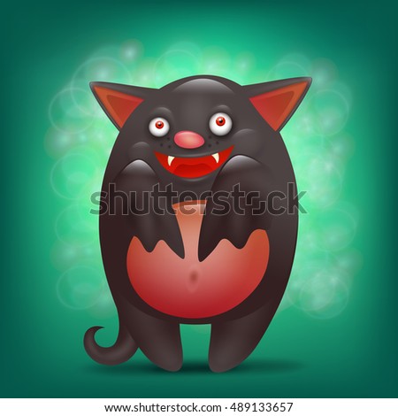 Funny cartoon halloween smiliey bat character. Vector illustration