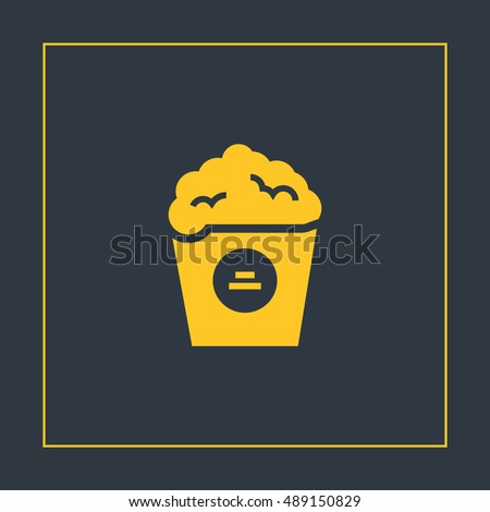 Popcorn icon vector, clip art. Also useful as logo, web element, symbol, graphic image, silhouette and illustration. Compatible with ai, cdr, jpg, png, svg, pdf, ico and eps.