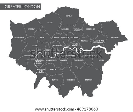 Vector Greater London administrative map Royalty-Free Stock Photo #489178060