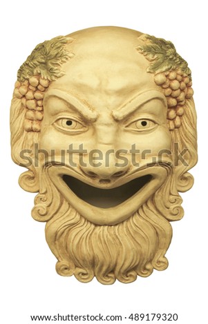 Gypsum theatrical mask ancient Rome isolated on white