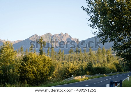 Misty morning mountain view with peaks in mist and forest trees in Slovakia