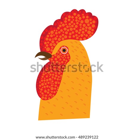 Red fiery cock Christmas symbols, decorative vector illustration
