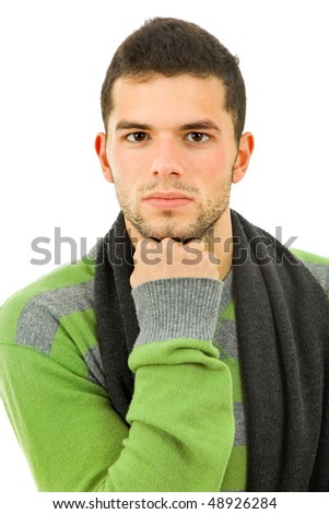 studio picture of a casual young man, isolated on white