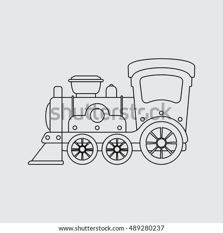 Line toy train vector illustration. Line style.