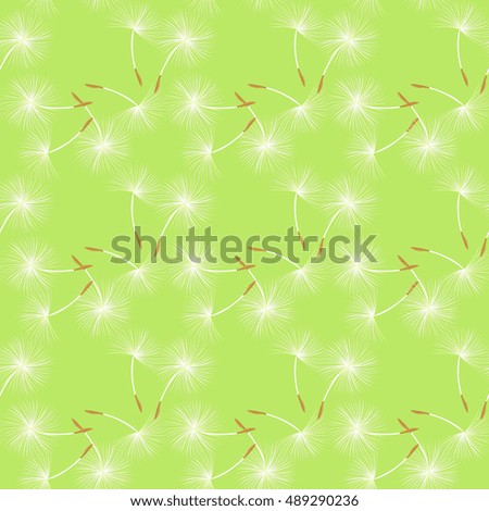 seamless pattern pestles dandelion in the wind disperses on a grass background. vector illustration