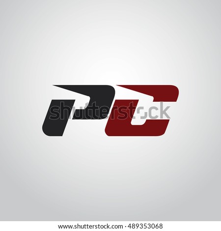 The letters P and C logo automotive black and red colored