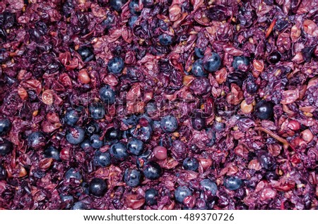 Crushed grapes for wine background