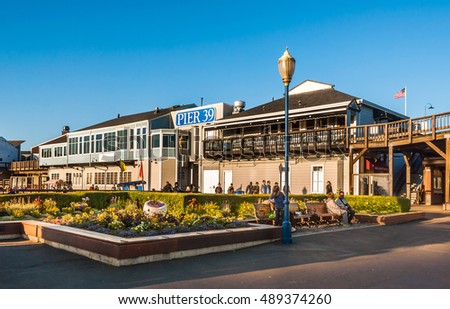 Famous pier 39 at the Fisherman's Wharf in San Francisco - USA Royalty-Free Stock Photo #489374260