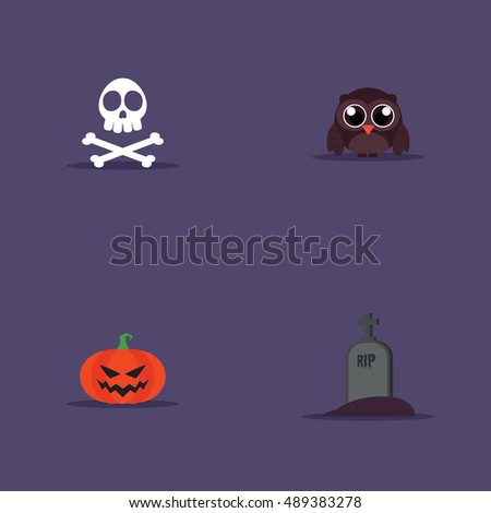 Cartoon halloween objects