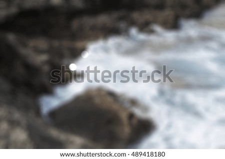 Beautiful waves sea landscape - blurred photo. Sky sea wave rock