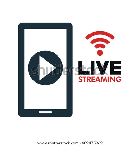 smartphone video line streaming icon design Royalty-Free Stock Photo #489475969