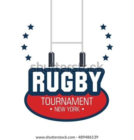 rugby tournament lettering star design isolated