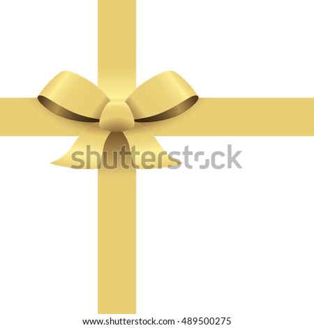 Bow with ribbons colored gold isolated on white background