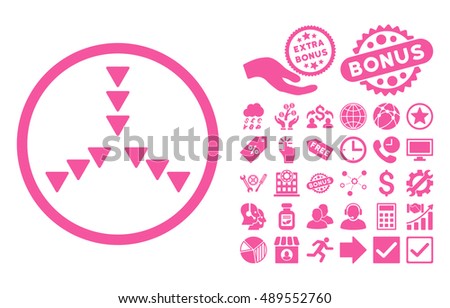Inside Direction icon with bonus clip art. Vector illustration style is flat iconic symbols, pink color, white background.