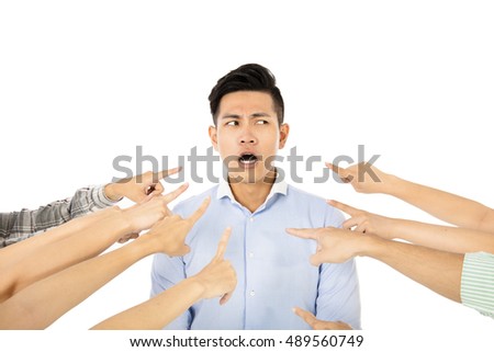 Concept of accuse guilty young man  Royalty-Free Stock Photo #489560749