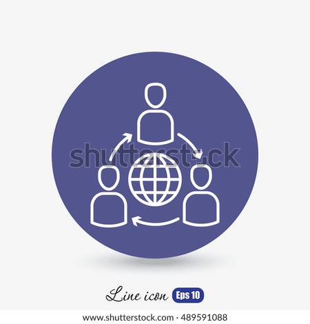 Line icon- Group of  People Around the World