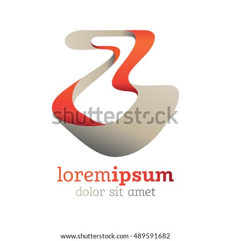 Abstract and stylized letter Z emblem, creative design element, colorful flowing layers with realistic light effect and cool color palette