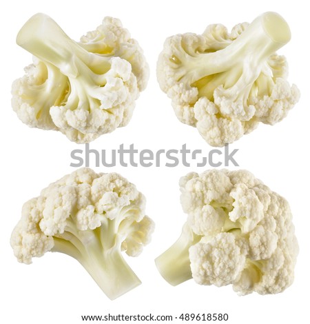 Cauliflower. Piece isolated on white. Collection. With clipping path. Royalty-Free Stock Photo #489618580
