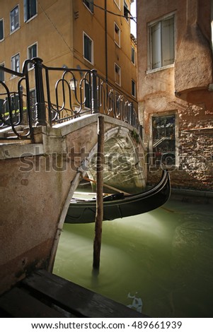 Classic View of Venice with Canal,Gondola and Old Buildings, Italy