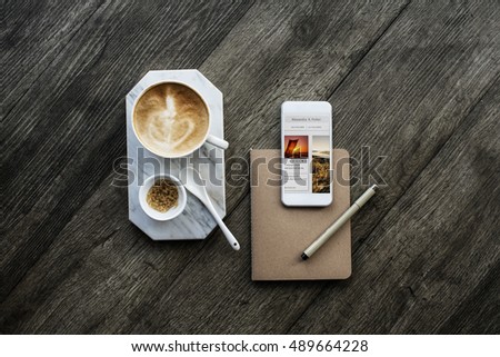Coffee Shop Cafe Latte Cappuccino Technology Concept