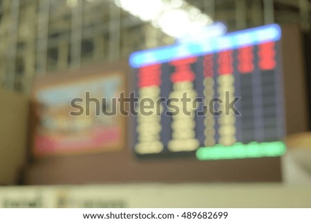 Abstract background of flight schedule information board in blur with copy space for use
