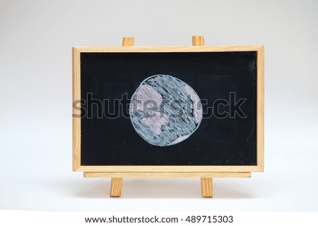 Hand drawn earth on frame black.