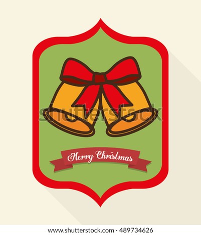 Bell inside frame icon. Merry Christmas season and decoration theme. Colorful design. Vector illustration