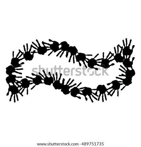 Concept conceptual cute paint human hands or handprints of child font or symbol isolated on background for art, childhood, fun, happy, infant, symbol, kid, identity, education, school, little or young