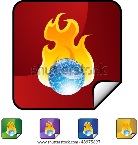 Burning Globe web button isolated on a background.