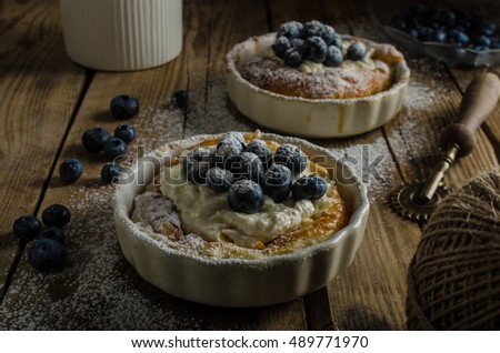 Simple rustic cheesecake with berries, place for your advertising, grandma style picture