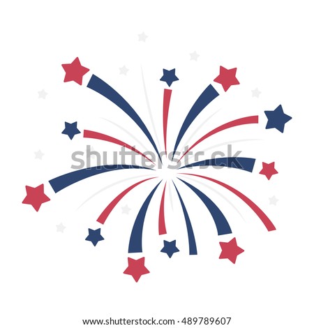 Patriotic fireworks icon in cartoon style isolated on white background. Patriot day symbol stock vector illustration.
