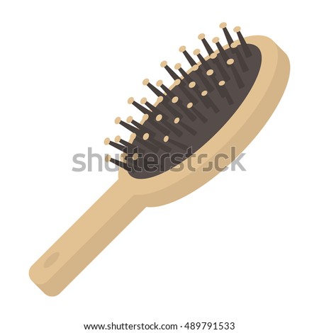 Hairbrush icon in cartoon style isolated on white background. Make up symbol stock vector illustration. Royalty-Free Stock Photo #489791533