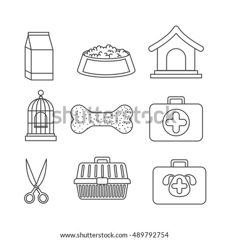 Set of pet things. shop and health care theme. Isolated design. Vector illustration